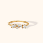 14K Guldring Dam – Elegant Cluster Ring med Baguette, Princess och Rundslipade Stenar - Noxlookjewelry