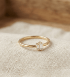 14K Guldring Dam – Elegant Tunn Ring med Två Baguetteslipade Stenar i Minimalistisk Design - Noxlookjewelry