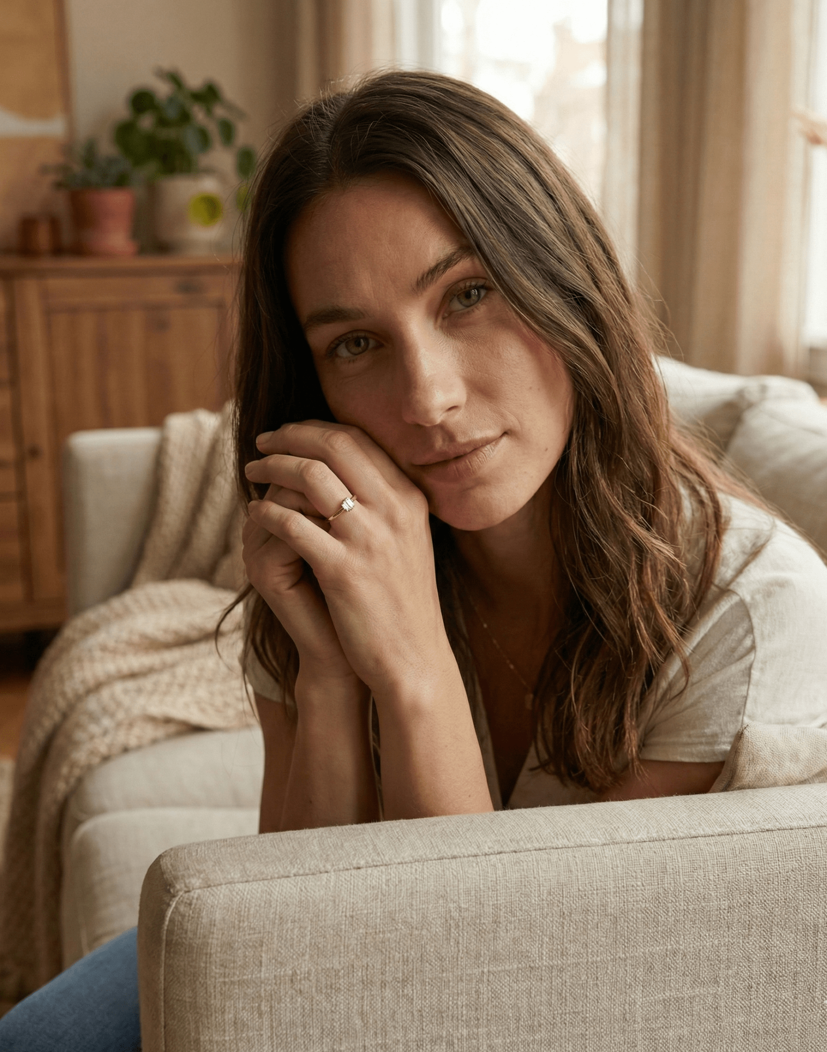 14K Guldring Dam – Elegant Tunn Ring med Två Baguetteslipade Stenar i Minimalistisk Design - Noxlookjewelry