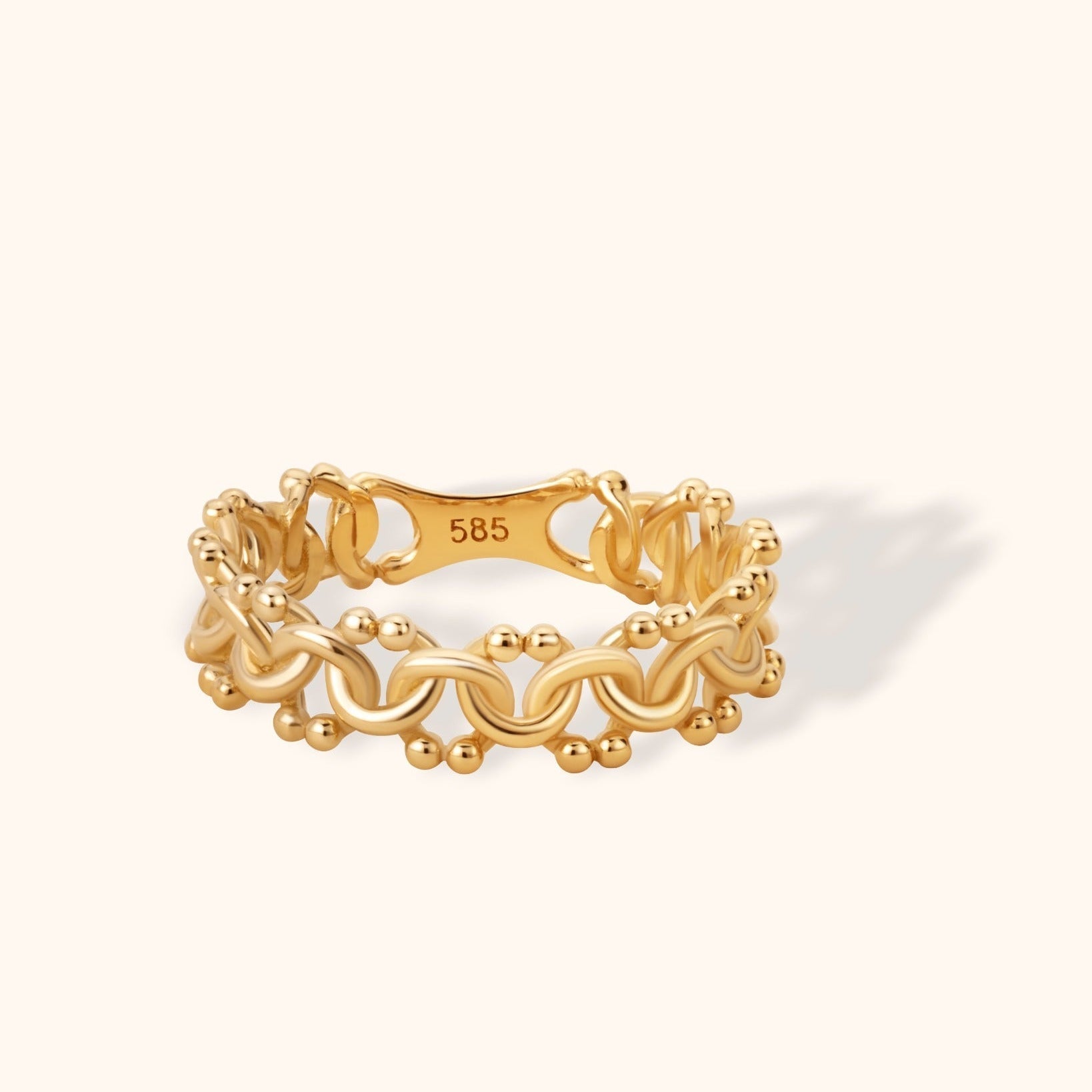 14K Guldring Dam – Exklusiv Dekorativ Statement Ring i Modern Öppen Design - Noxlookjewelry