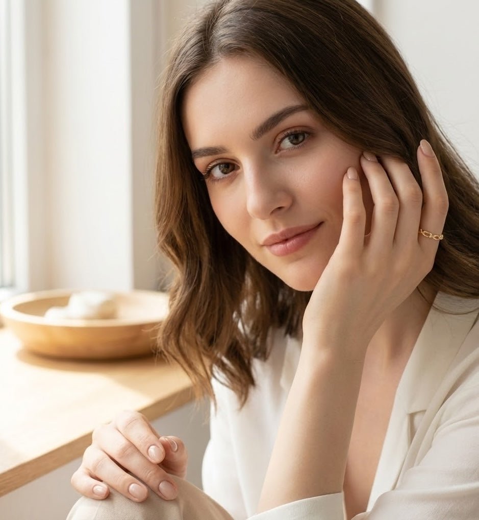 14K Guldring Dam – Kedjelänk Ring i Äkta Guld - Noxlookjewelry