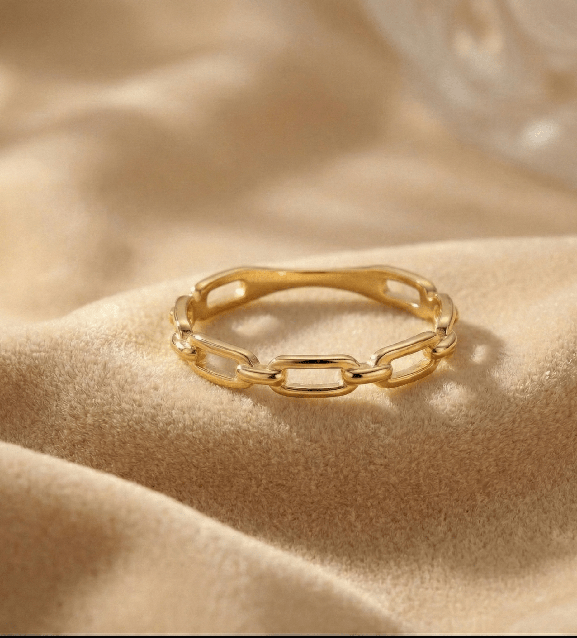 14K Guldring Dam – Kedjelänk Ring i Äkta Guld - Noxlookjewelry