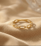 14K Guldring Dam – Kedjelänk Ring i Äkta Guld - Noxlookjewelry