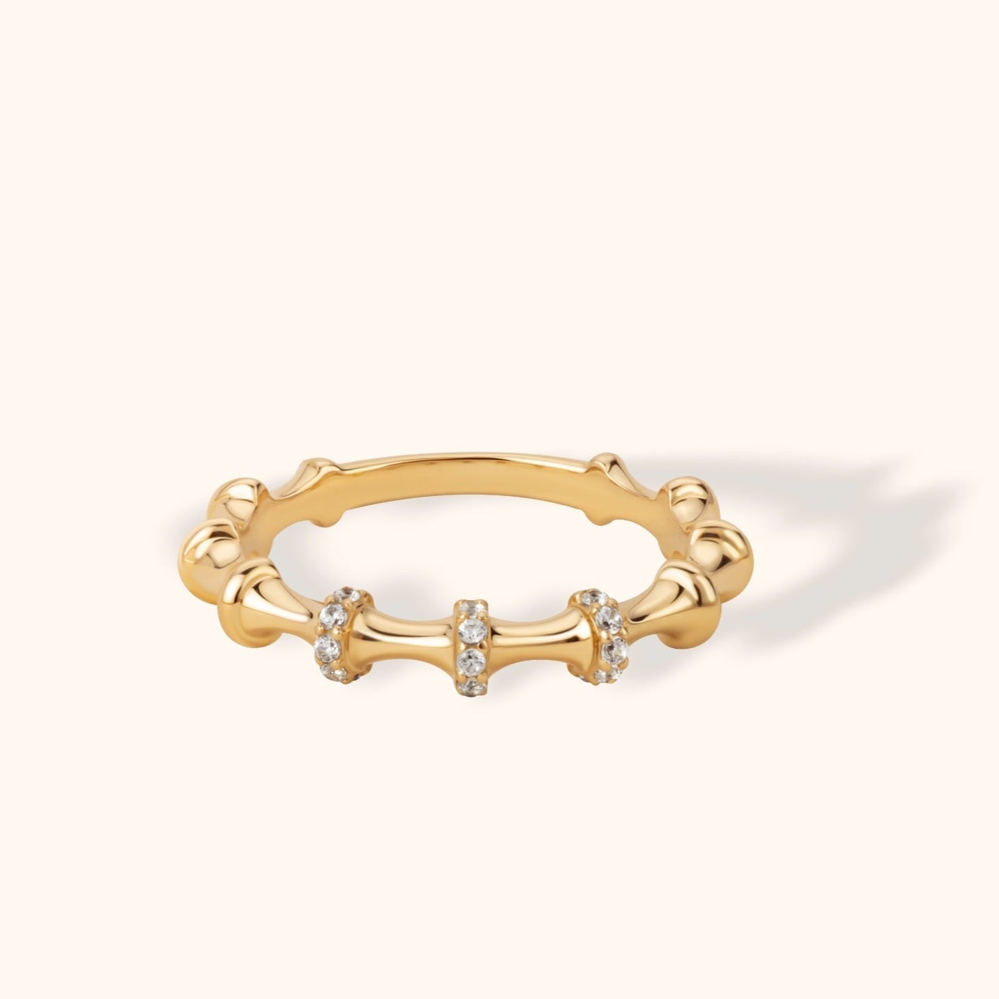 14K Guldring Dam – Texturerad Stacking Ring i Äkta Guld - Noxlookjewelry