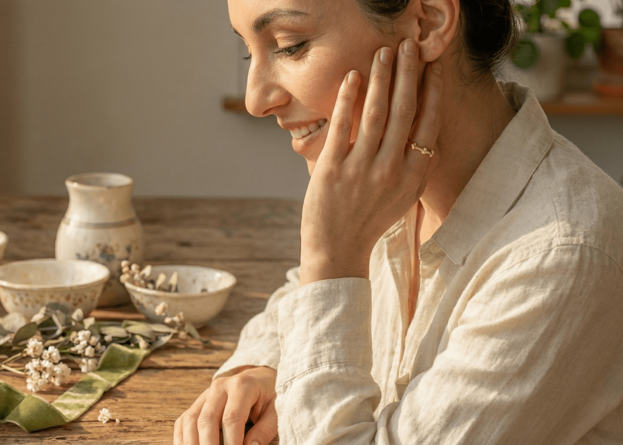 14K Guldring Dam – Texturerad Stacking Ring i Äkta Guld - Noxlookjewelry