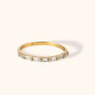 14K Guldring Dam – Tunn Baguette Bar Ring i Äkta Guld - Noxlookjewelry