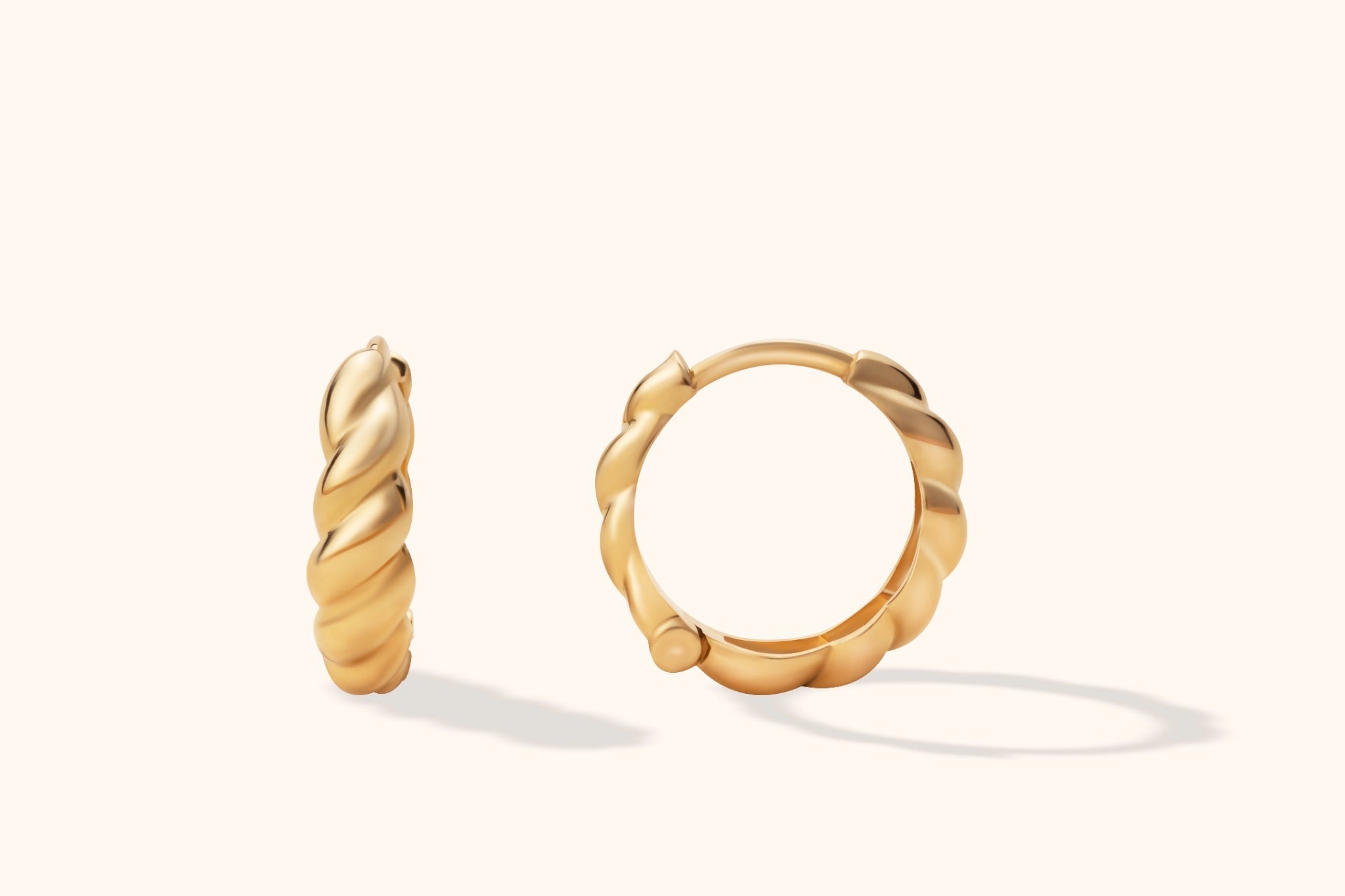 14K Tjocka Twisted Hoop Örhängen I Äkta Guld - Noxlookjewelry