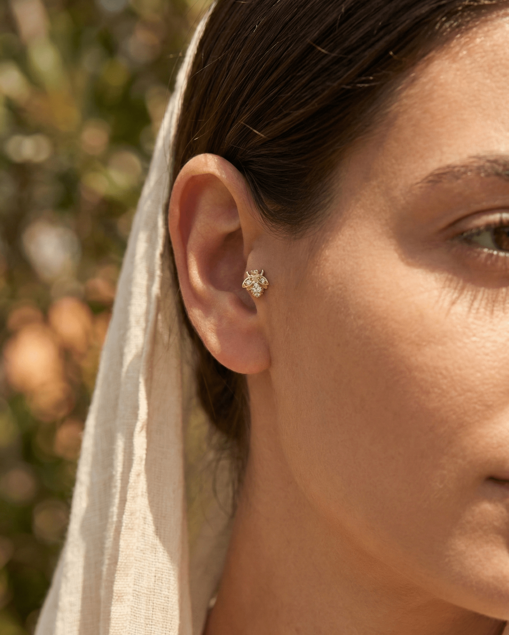 14K Tragus Örhänge Bi I Äkta Guld Med Zirkonia Cartilage Stud - Noxlookjewelry