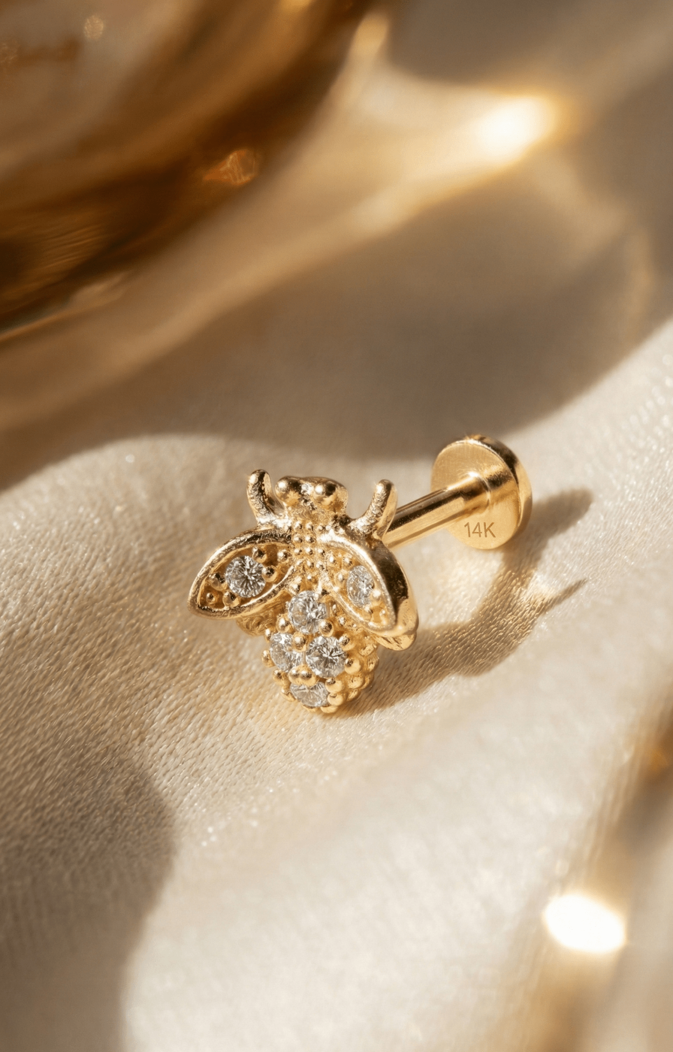 14K Tragus Örhänge Bi I Äkta Guld Med Zirkonia Cartilage Stud - Noxlookjewelry