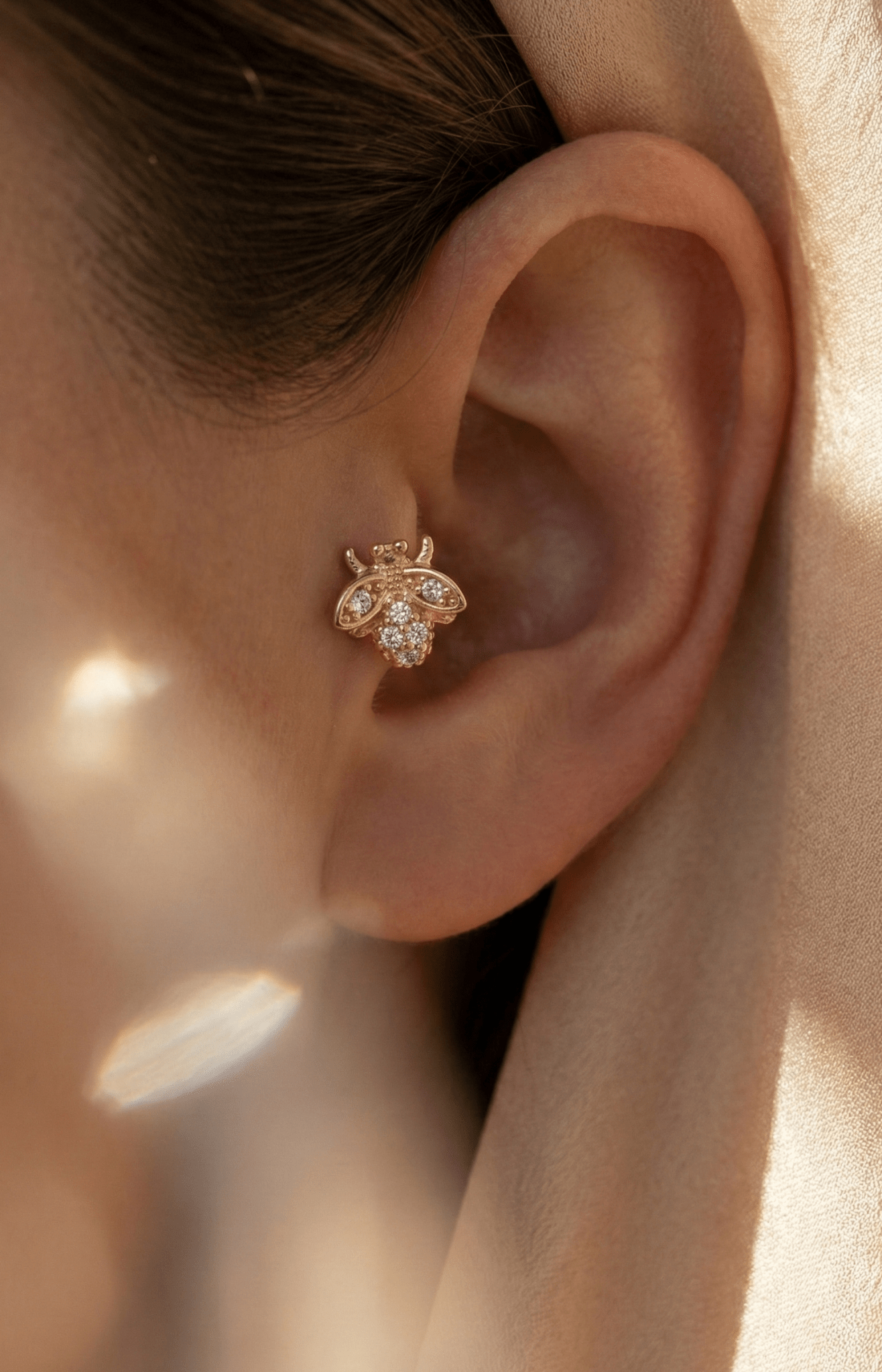 14K Tragus Örhänge Bi I Äkta Guld Med Zirkonia Cartilage Stud - Noxlookjewelry