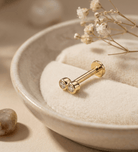 14K Tragus Örhänge Double Bezel Stud I Äkta Guld Minimal Cartilage - Noxlookjewelry