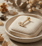 14K Tragus Örhänge Double Bezel Stud I Äkta Guld Minimal Cartilage - Noxlookjewelry