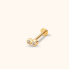 14K Tragus Örhänge Double Bezel Stud I Äkta Guld Minimal Cartilage - Noxlookjewelry