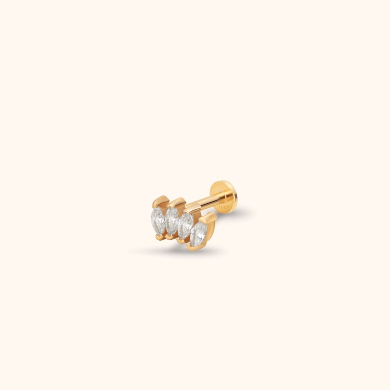 14K Tragus Örhänge Med Zirkonia I Äkta Guld Böjd Stud - Noxlookjewelry