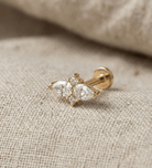14K Tragus Örhänge Trio Zirkonia I Äkta Guld Cartilage Stud - Noxlookjewelry