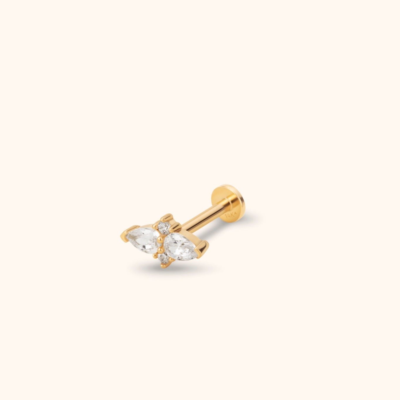 14K Tragus Örhänge Trio Zirkonia I Äkta Guld Cartilage Stud - Noxlookjewelry