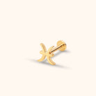 14K Tragusörhänge Fiskarna Stjärntecken I Äkta Guld Zodiak Smycke - Noxlookjewelry