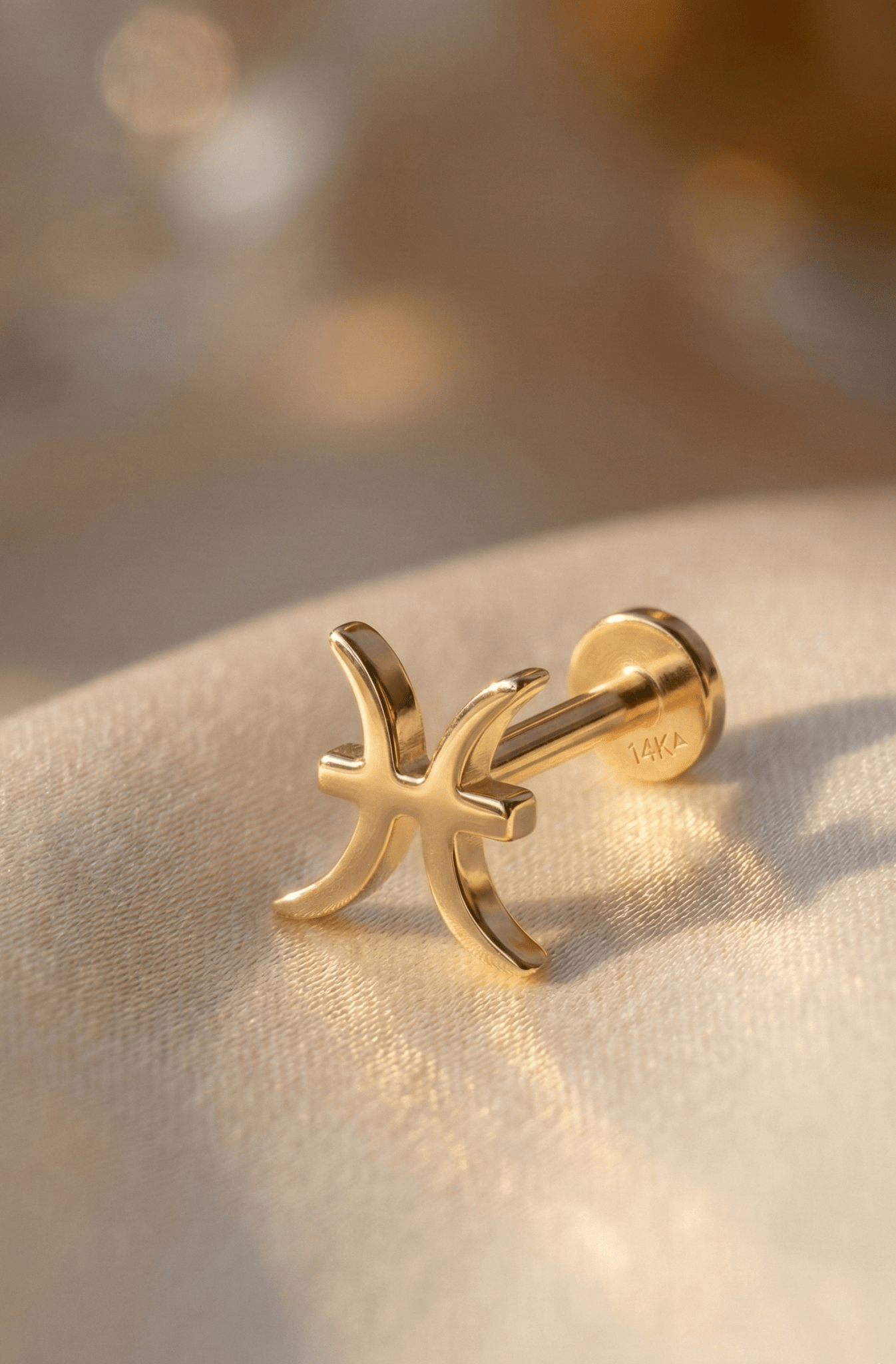 14K Tragusörhänge Fiskarna Stjärntecken I Äkta Guld Zodiak Smycke - Noxlookjewelry
