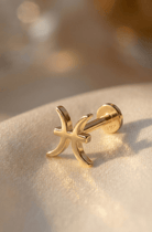 14K Tragusörhänge Fiskarna Stjärntecken I Äkta Guld Zodiak Smycke - Noxlookjewelry