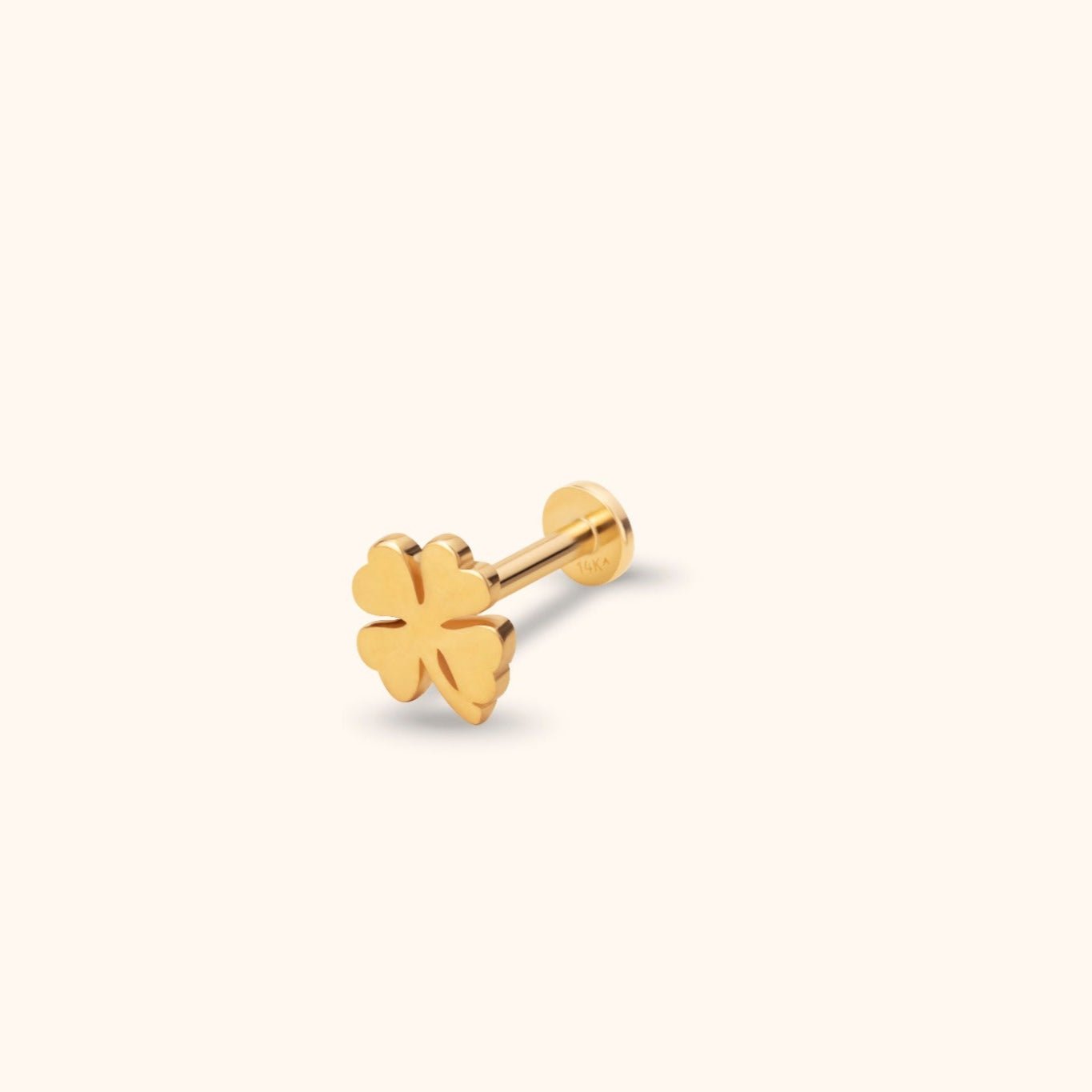 14K Tragusörhänge Fyrklöver I Äkta Guld Minimal Broskörhänge - Noxlookjewelry