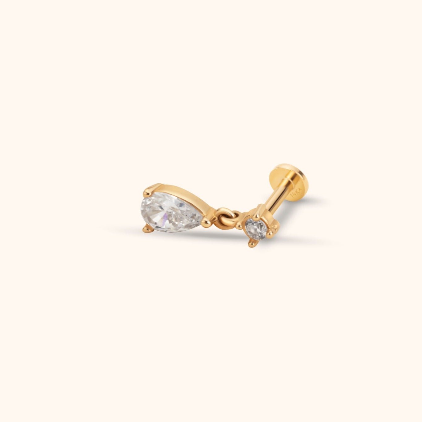 14K Tragusörhänge Hängande Droppe I Äkta Guld Broskörhänge - Noxlookjewelry