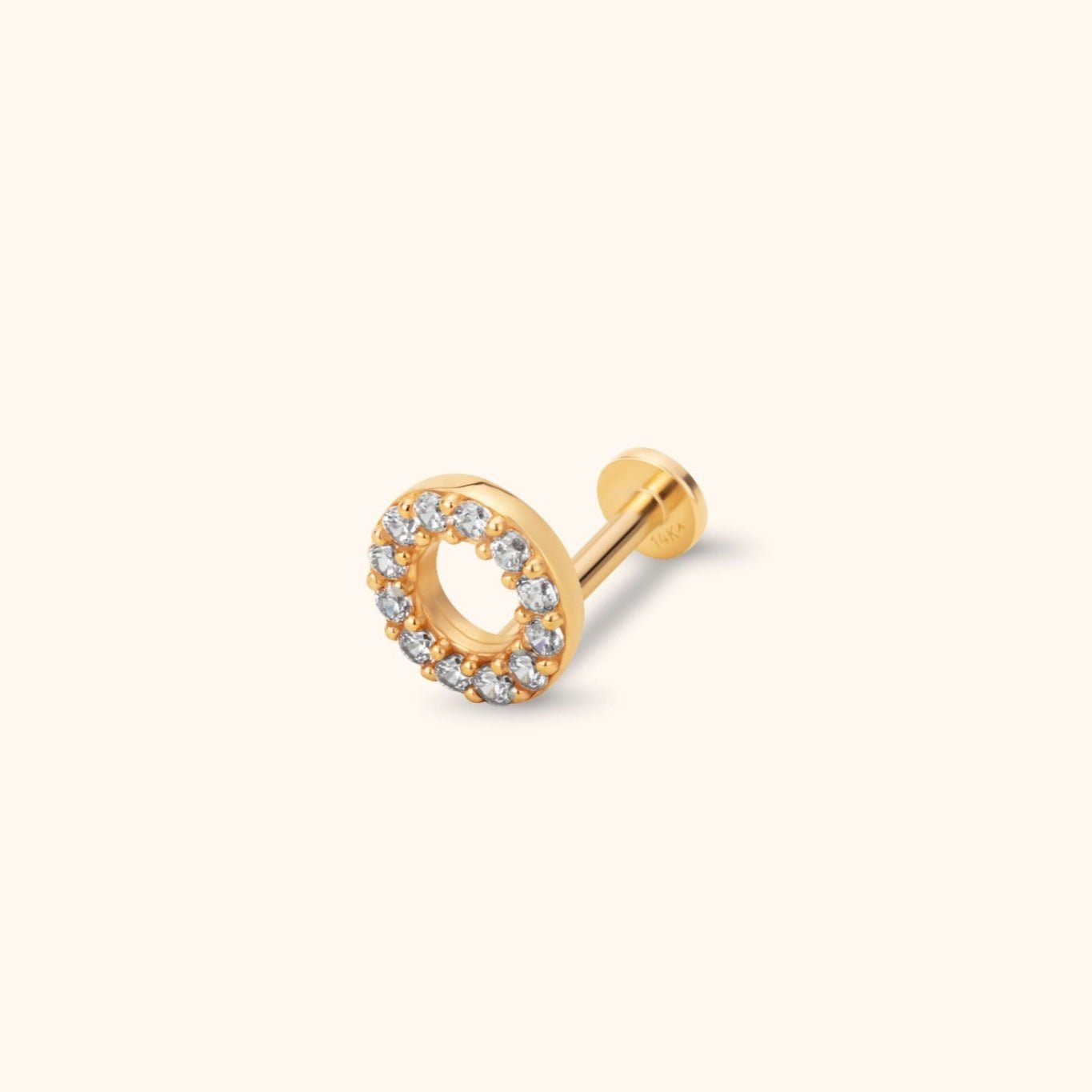 14K Tragusörhänge Halo Cirkel I Äkta Guld Elegant Broskörhänge - Noxlookjewelry