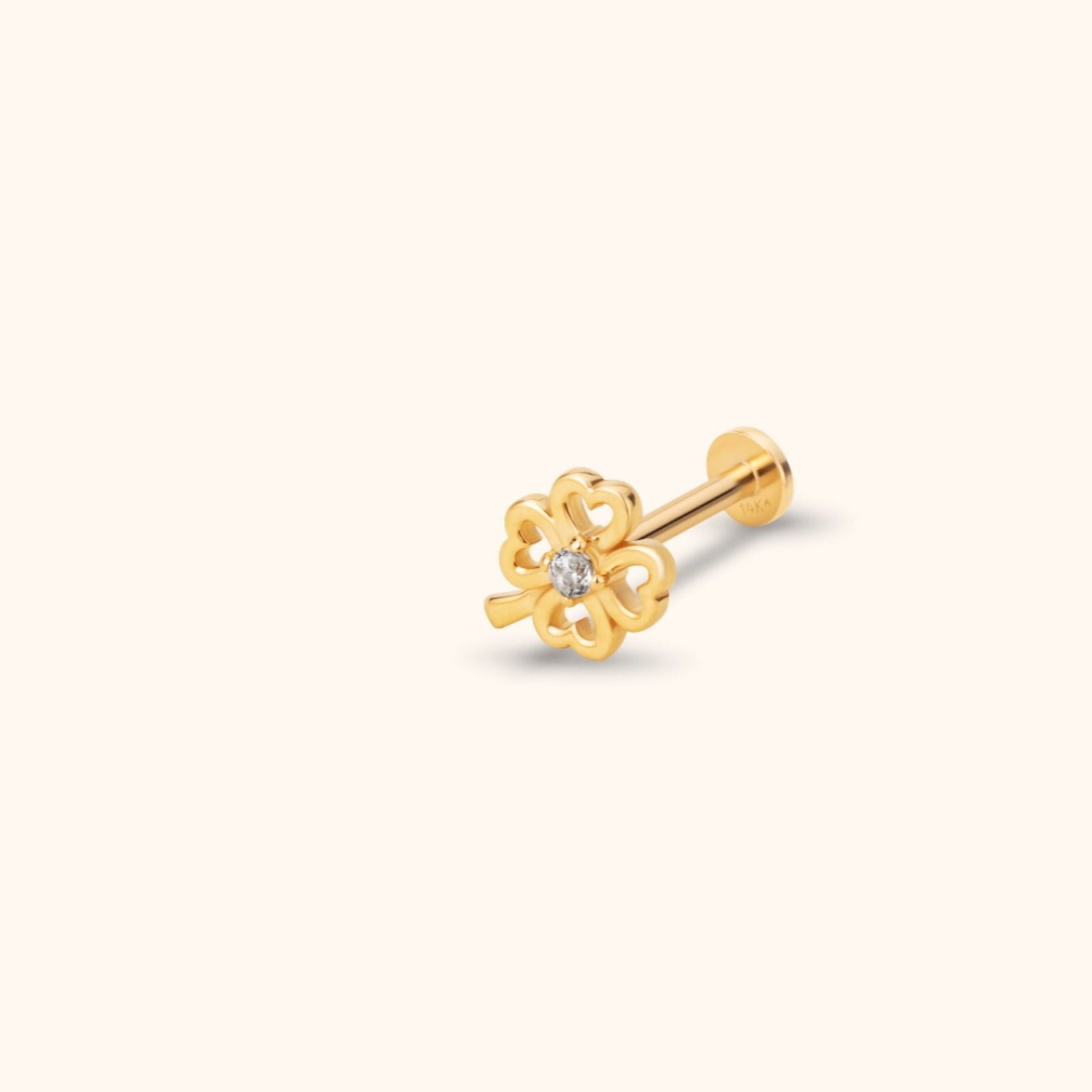 14K Tragusörhänge Klöver i Äkta Guld – Minimal Broskörhänge - Noxlookjewelry