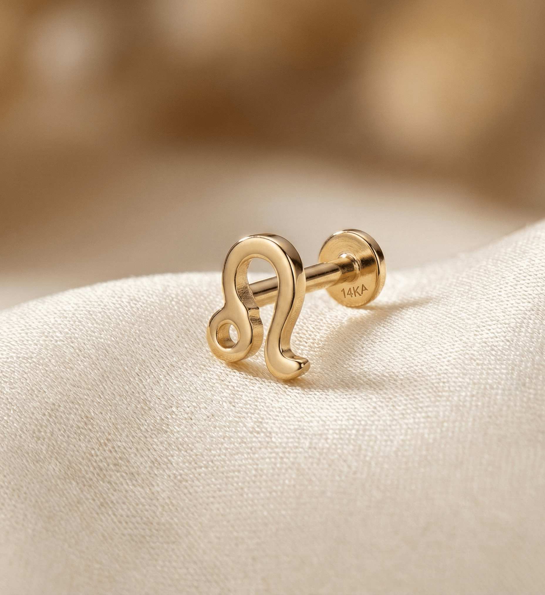 14K Tragusörhänge Lejon Stjärntecken I Äkta Guld Minimal Broskörhänge - Noxlookjewelry