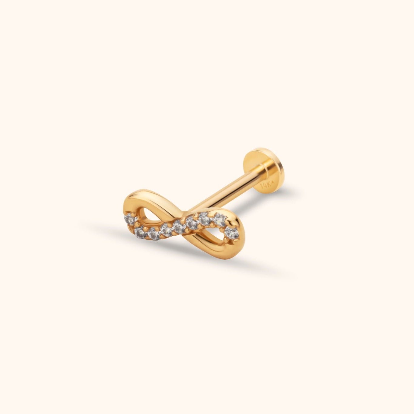 14K Tragusörhänge Oändlighetssymbol I Äkta Guld Elegant Broskörhänge - Noxlookjewelry