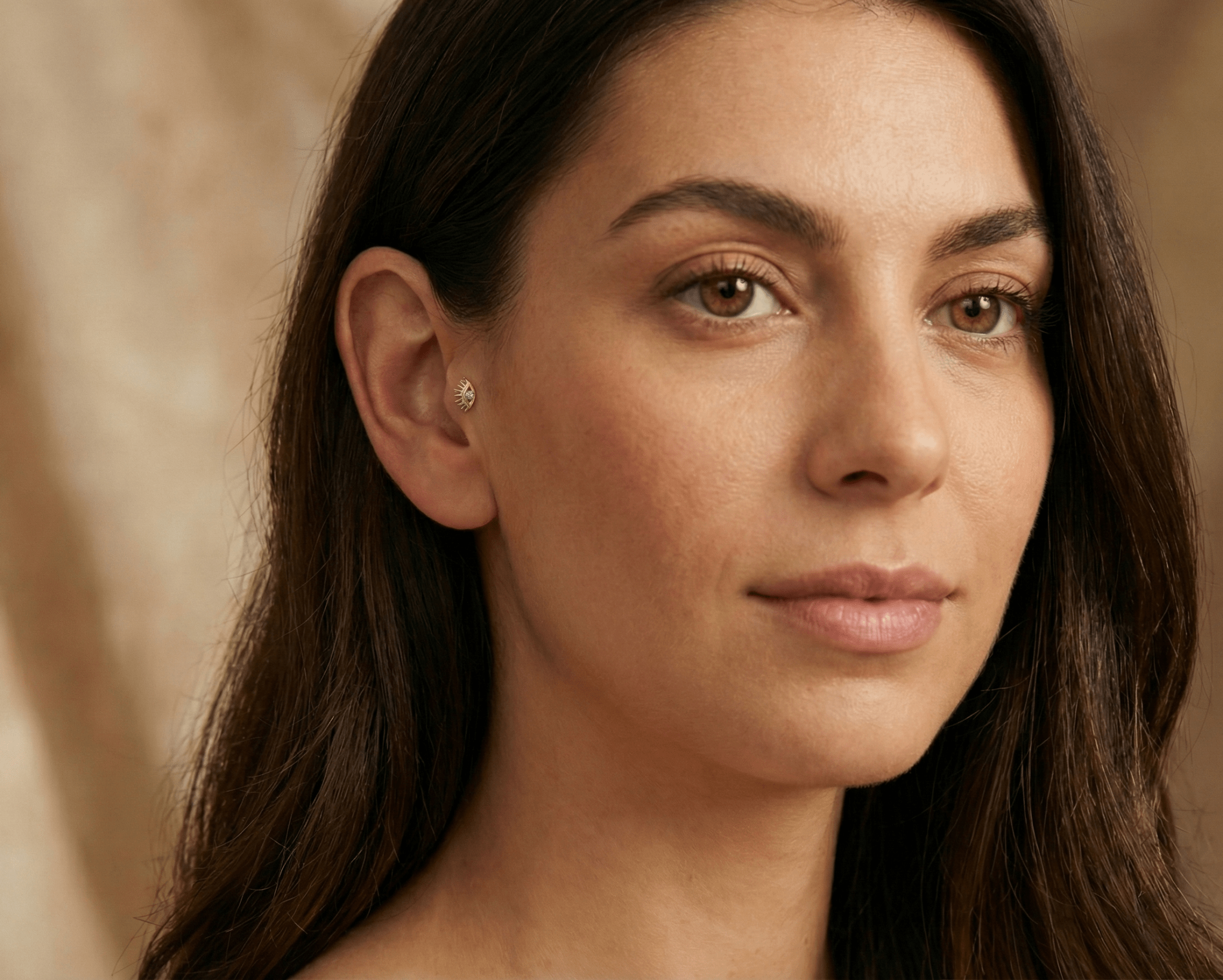 14K Tragusörhänge Öga I Äkta Guld Symboliskt Broskörhänge - Noxlookjewelry