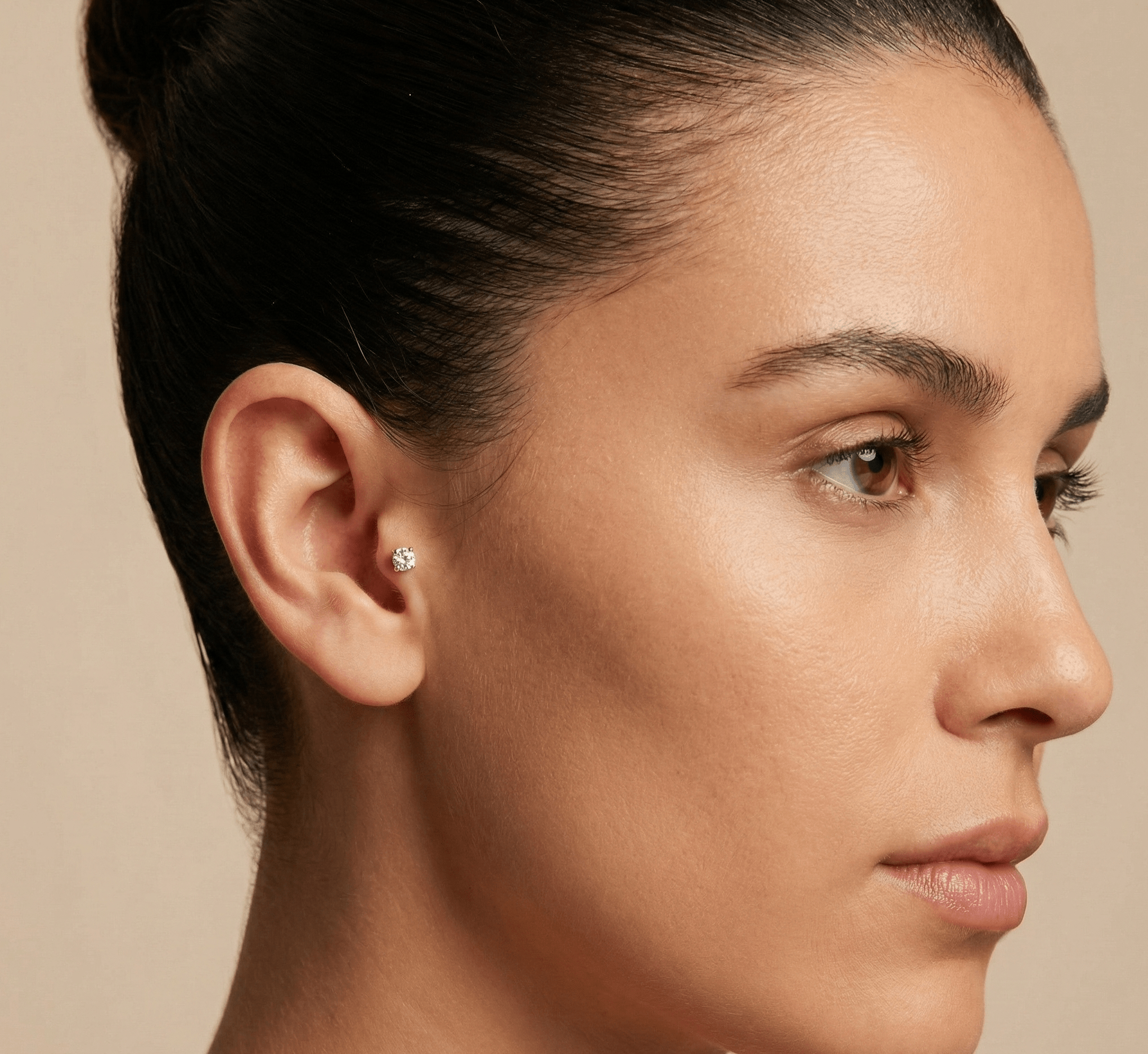 14K Tragusörhänge Rund Stud I Äkta Guld Minimal Broskörhänge - Noxlookjewelry