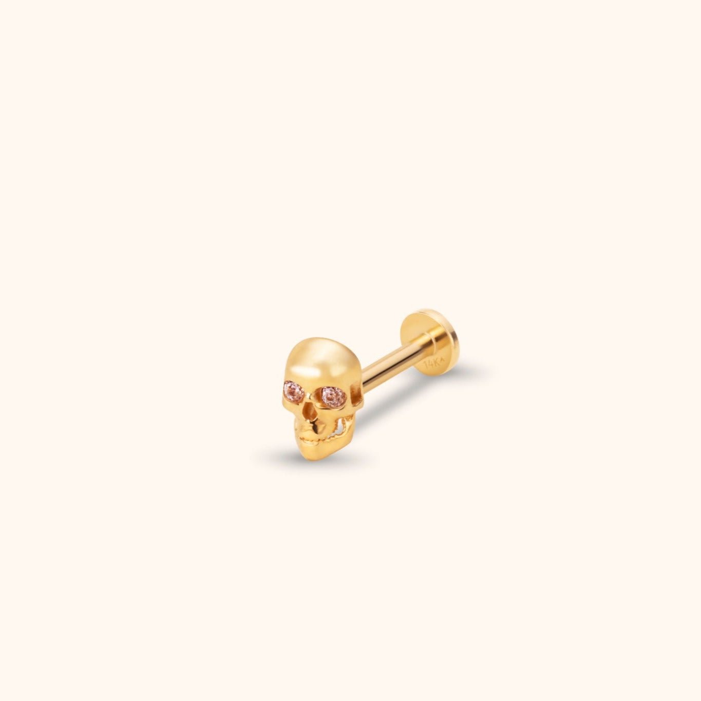 14K Tragusörhänge Skalle I Äkta Guld Minimal Broskörhänge - Noxlookjewelry